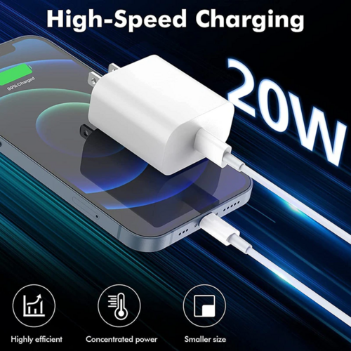 20W USB-C Fast Charger PD Adapter Cable For iPhone 14/13/12/11 XR