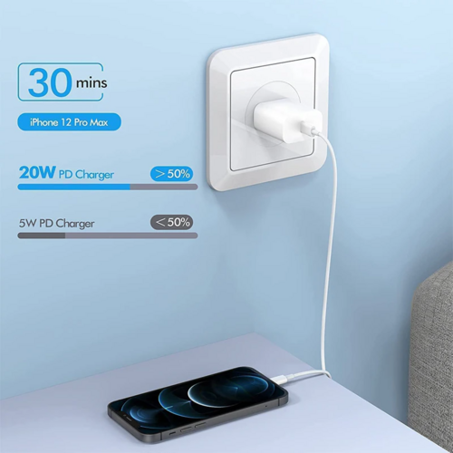 20W USB-C Fast Charger PD Adapter Cable For iPhone 14/13/12/11 XR