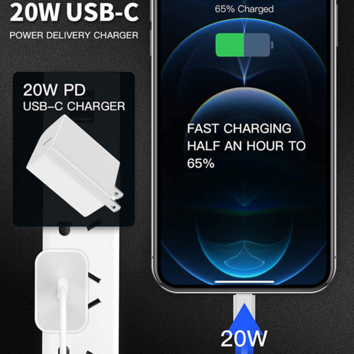 20W USB C Super Fast Charger PD To Type C Cable For iPhone 15, 16, 17, iPad